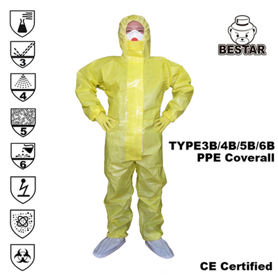 معتمد من CE TYPE3B / 4B / 5B / 6B المعطف الواقي القابل للتصرف / واقي يمكن التخلص منه بشكل عام لحماية Covid