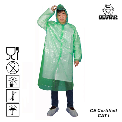 ماء المطر البلاستيكية المعطف PE المطر المعطف مع غطاء محرك السيارة